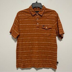 Howler Bros Brothers Ranchero Orange Textured Pearl Snap Polo Shirt Medium